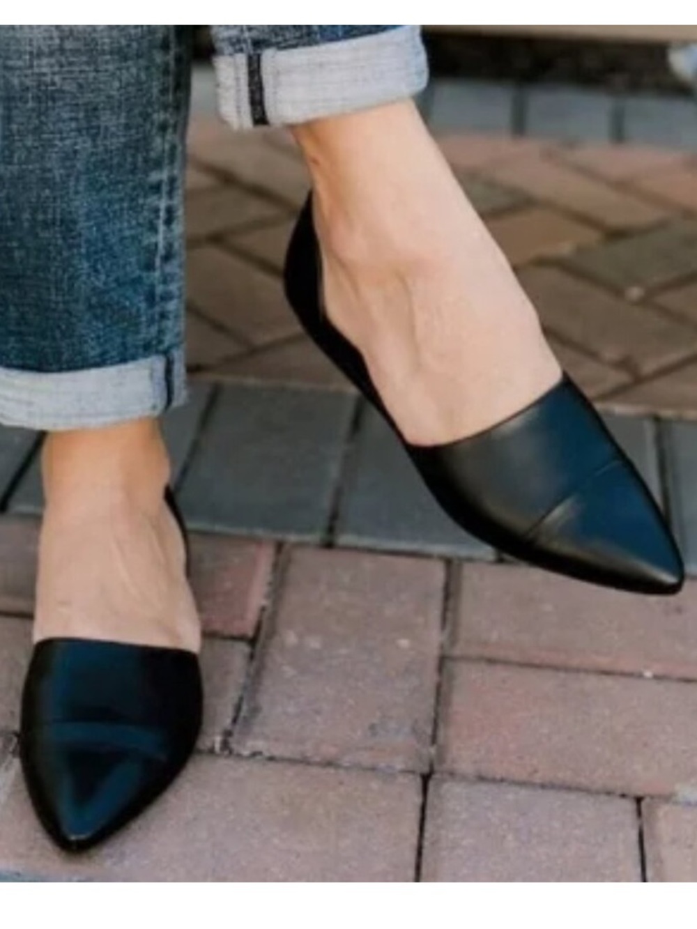 Jenni Kayne Black Pointed D'Orsay Leather Flats